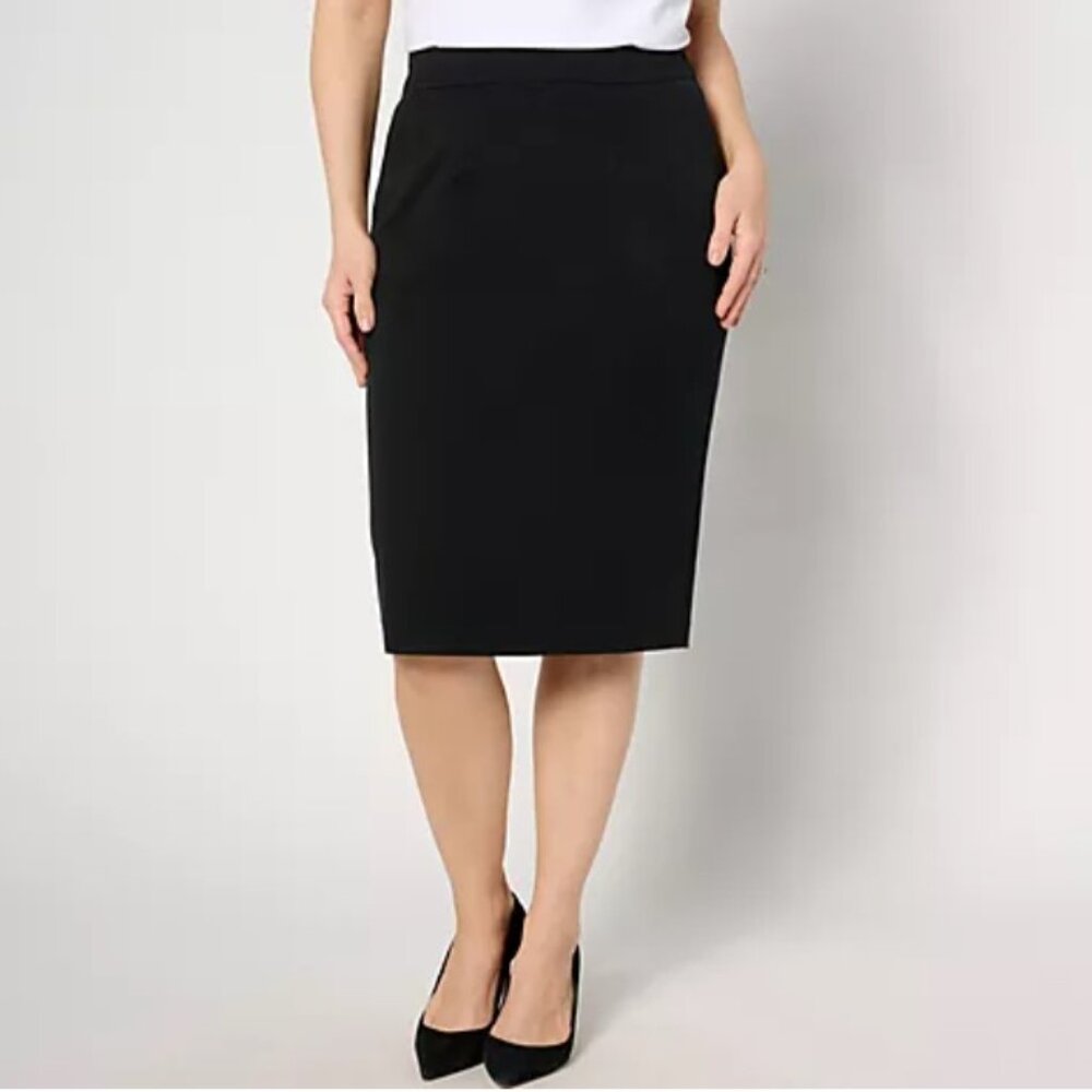 Isaac Mizrahi Live! Regular 24/7 Stretch Pencil Skirt Black Reg 6